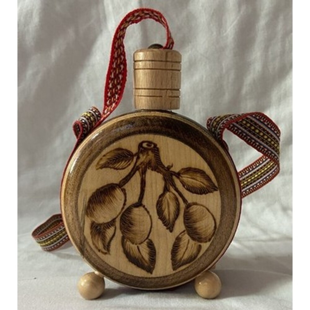 Hand Crafted Engraved Wooden Mini Flask Canteen Sarjevo, Bosnia Vintage Etched